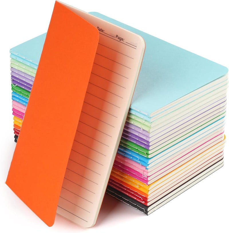 Hoiny 24 Pack Mini Pocket Notebook, 3.5 X 5.5 Inch Lined Small Journals for Kids, Colorful Cover Notepads for Traveler, Students, School Supplies, 30 Sheets/60 Pages, Memo Pad, Tiny Note Book Bulk - Image 1
